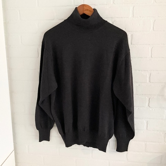 Vintage Men’s Knit Sweater Schiatti for Brisson-Brisson Turtleneck Wool Gray M - Picture 4 of 14